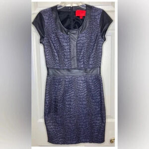 Woman Z SPOKE ZAC POSEN black Gray Faux Leather Trim Texture Sleeveless Dress 4